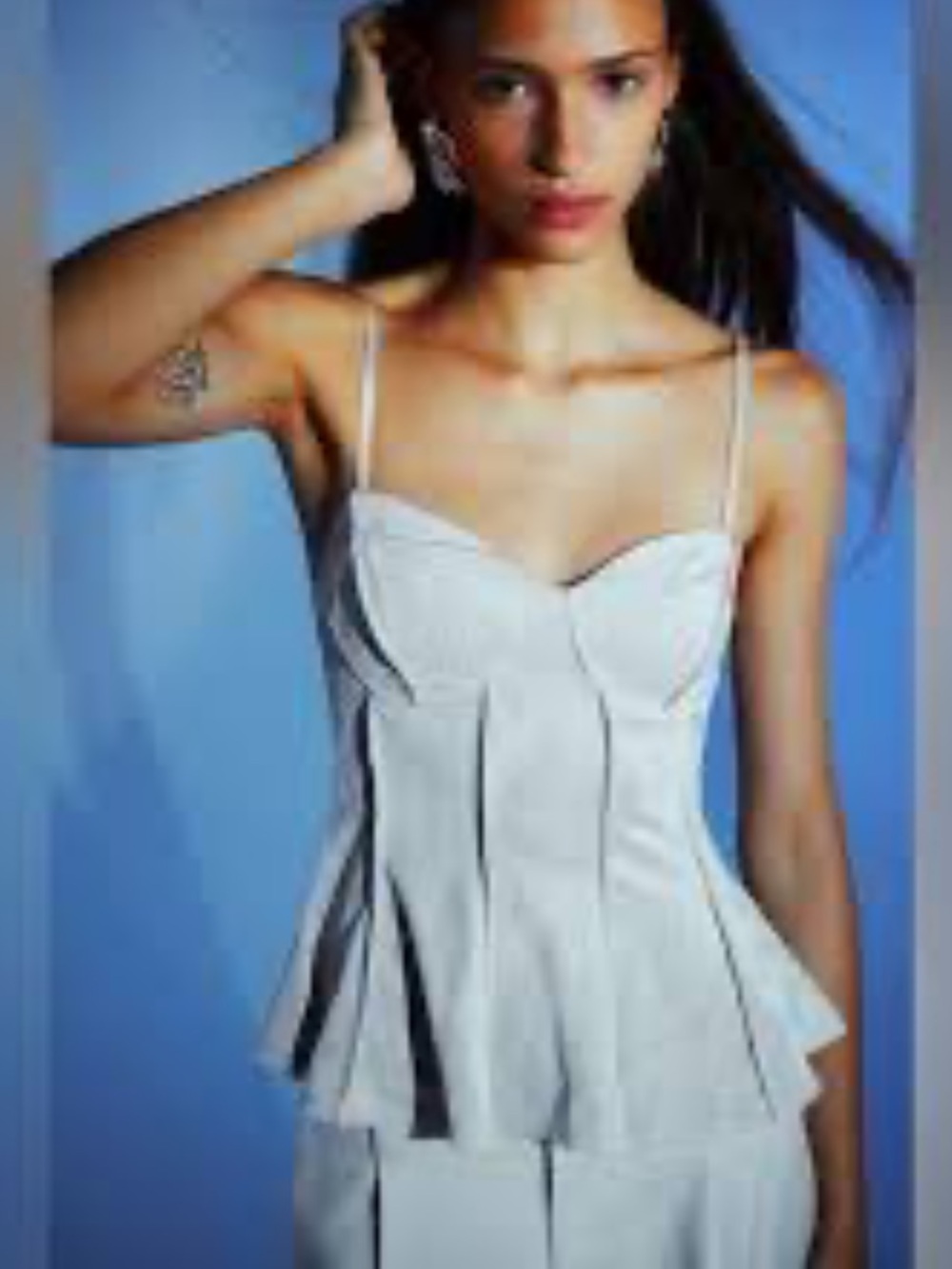H&M Divided Corset Style Bustier Top Silver L